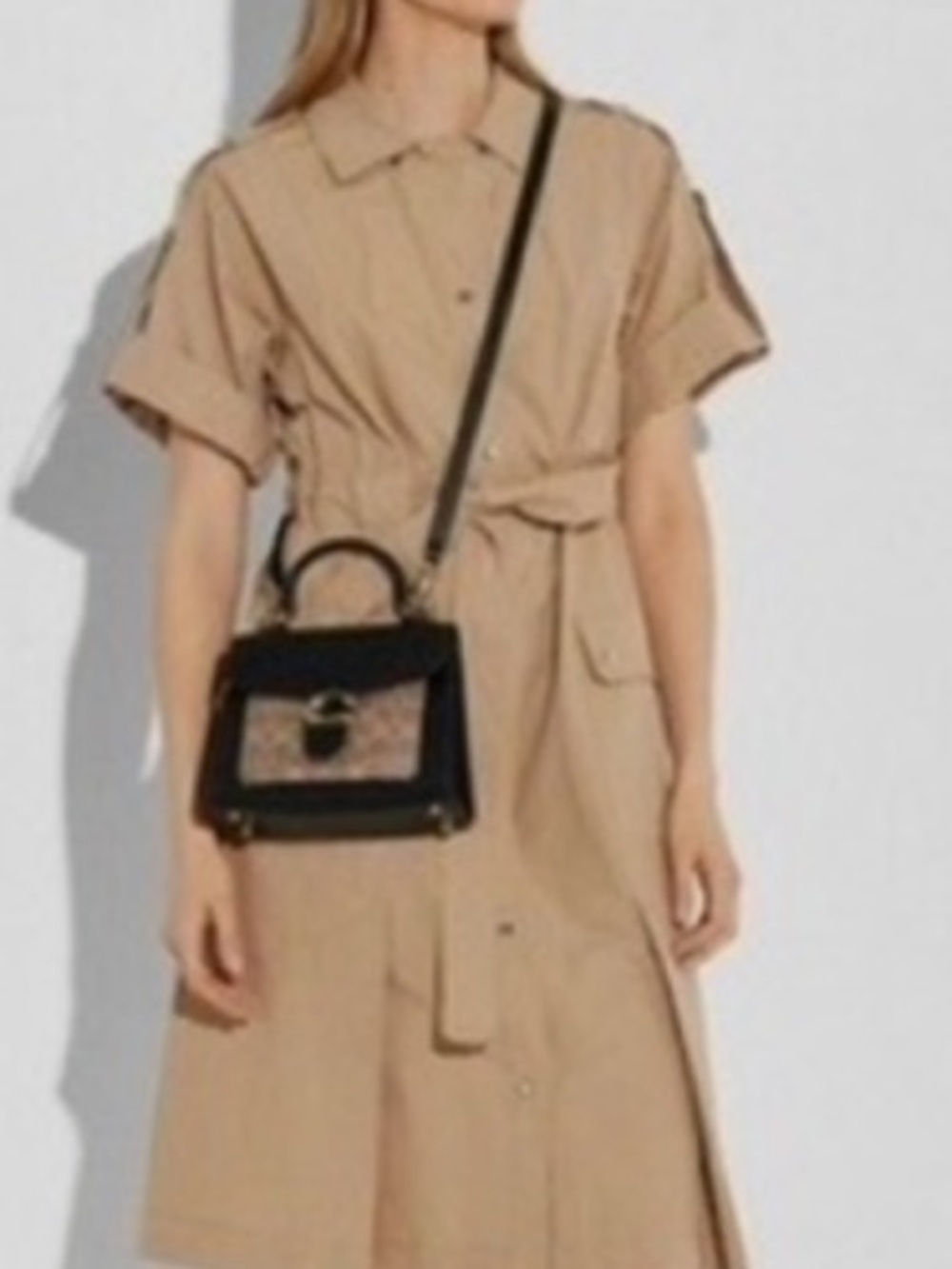 Coach✨ Leather Top Handle Crossbody Bag-Tan/Black. - Picture 2 of 15